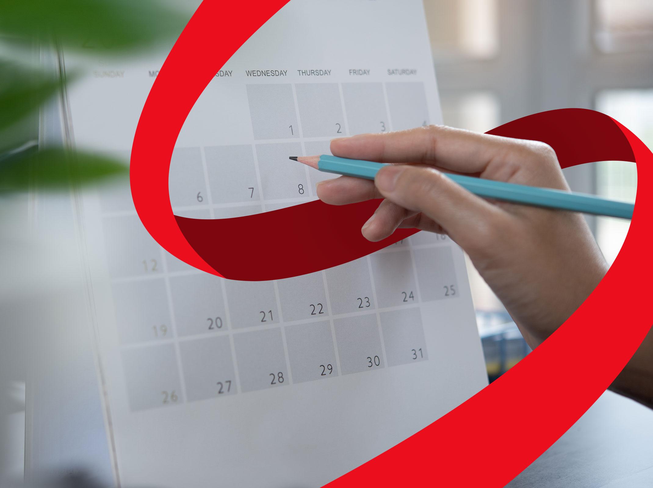 HR professional checking calendar for intermittent leave requests