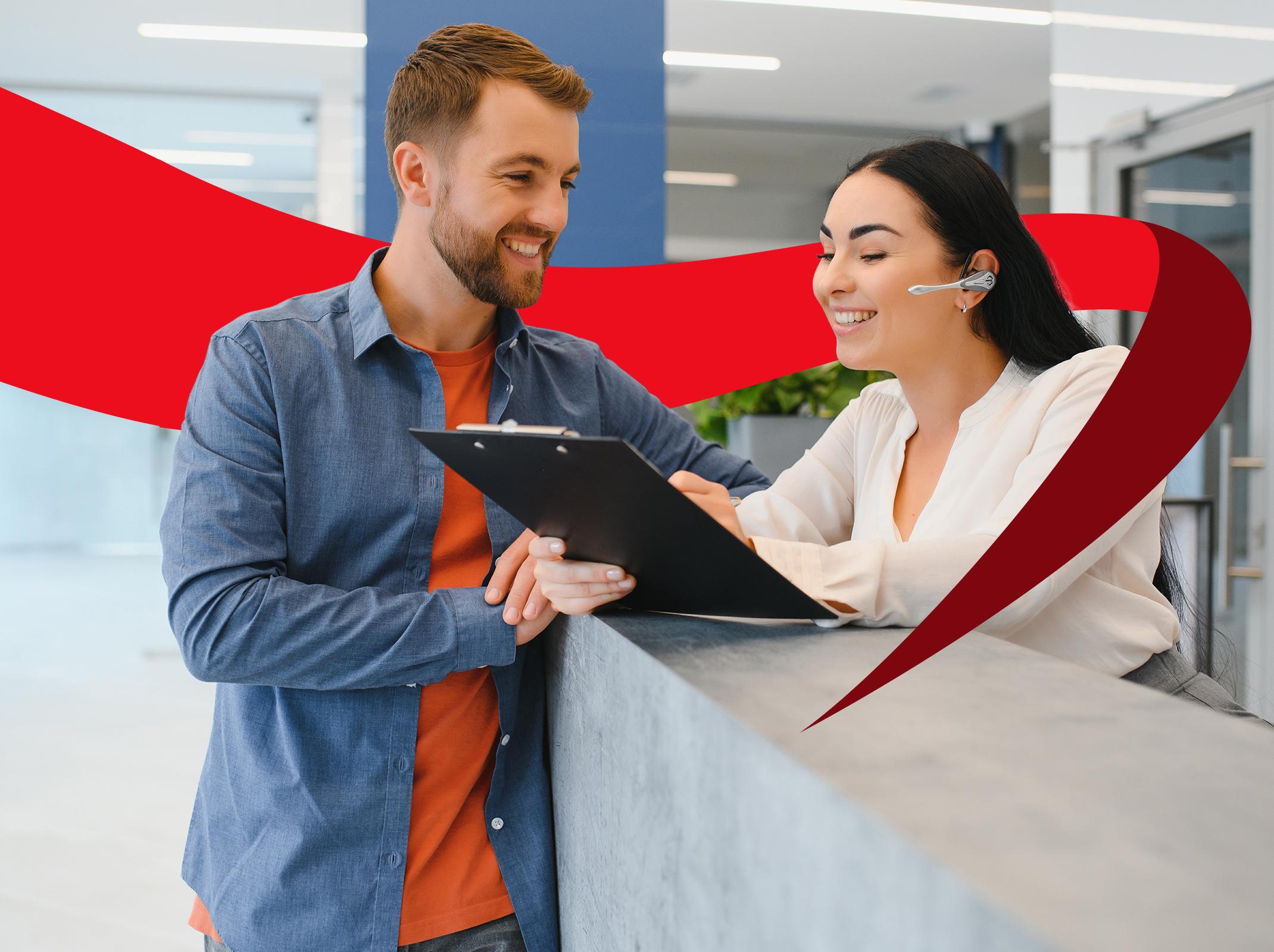Customer Service Professional speaking with customer